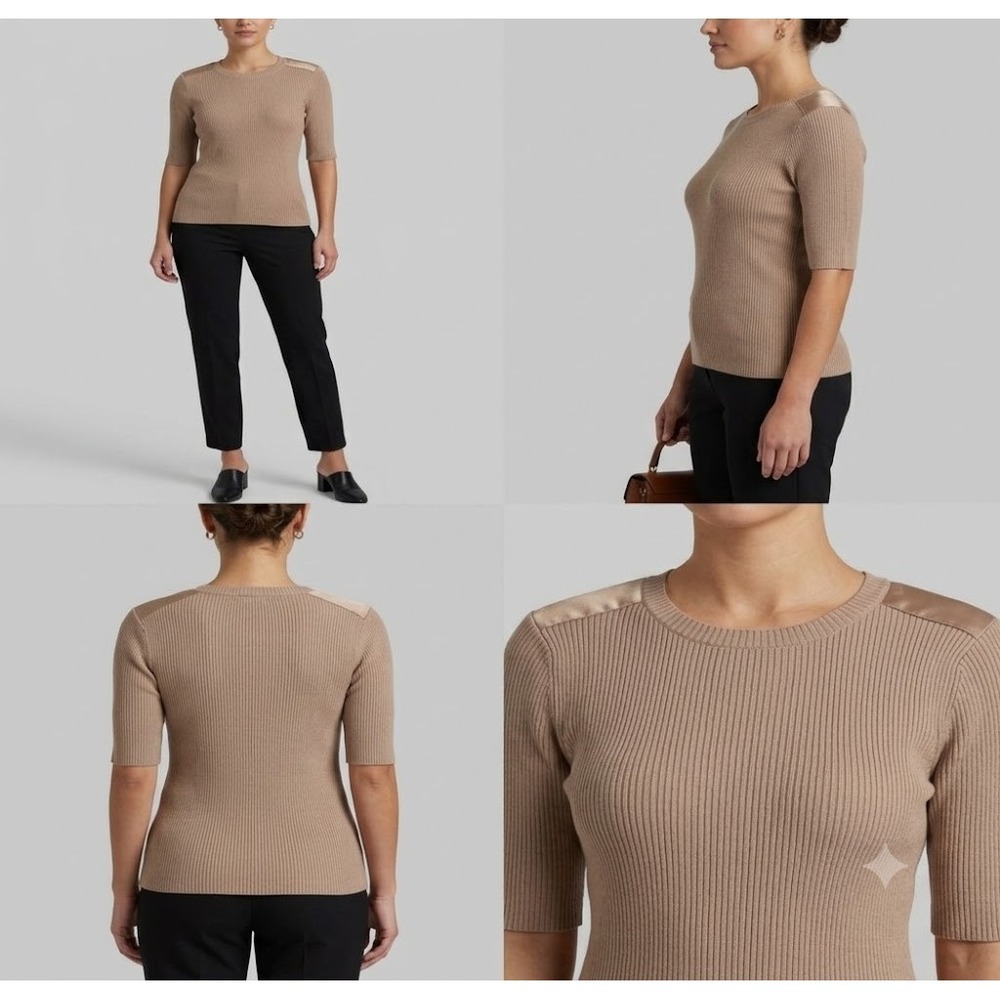 NWT Worthington Pullover Sweater Womens XS Beige Driftwood Modern Ribbed Knit